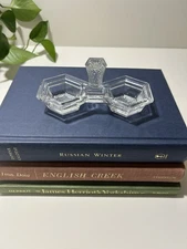 Vintage Art Deco Revival Clear Glass Crystal Double Open Salt Cellar Dish