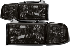 Smoke Lens Headlights for 1994-2001 Dodge Ram 1500 2500 3500 Headlamp Set