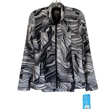 Barco One 5408 Origami Print Zip Scrub Jacket Black White Small NEW