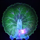 Vintage Indiana Glass UV Uranium Green Cabbage Pebble Leaf Twiggy Salad Plate 8”