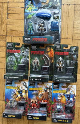 Mega Construx Bloks Predator vs Borderlands Dutch Predator Psycho Claptrap neu 