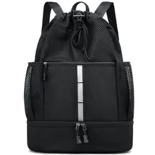 Drawstring Gym Bag for Men/Women - Mesh Beach Swim Bags Sports Backpack with ...