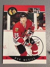 1990 Pro Set Hockey - Bob McGill ( Chicago Blackhawks ) PIM Totals on Back #55