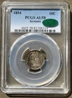 1854 Seated Liberty Dime 10c ~ Arrows ~ PCGS AU58 CAC ~ Tough Date Type Coin