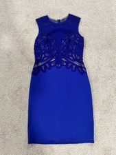 Tadashi Shoji Blue Lace Overlay Sheath Dress Size 10 Sleeveless Knee Length
