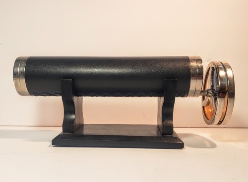 Working Vintage Chrome Double Wheel Kaleidoscope 8.5 Inches With Display Stand 