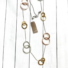 NUEVO NUEVO CON ETIQUETAS J. Jill Collar Largo Círculo Tri-Tono Oro, Oro Rosa, Plata Etiqueta $59