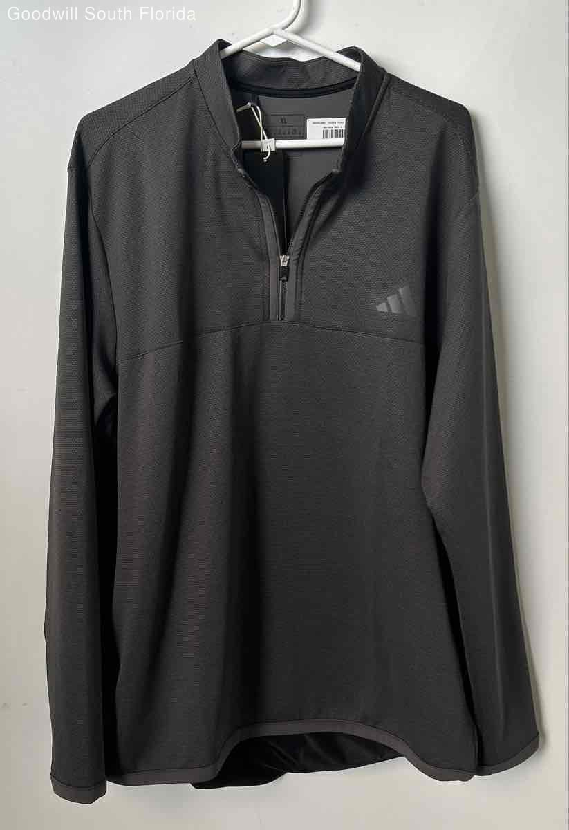 Adidas Mens Gray Long Sleeve 1/4 Zip Collared Windbreaker Jacket Sz XL With Tag