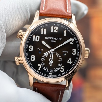 Patek Philippe Calatrava Pilot Travel Time 18k Rose Gold 42mm Watch 5524R
