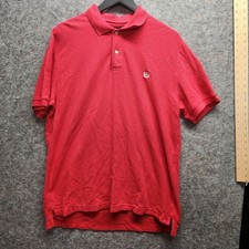 Chaps Mens Red Short Sleeve Solid Regular Soft Cotton Golf Polo Shirt Size Large