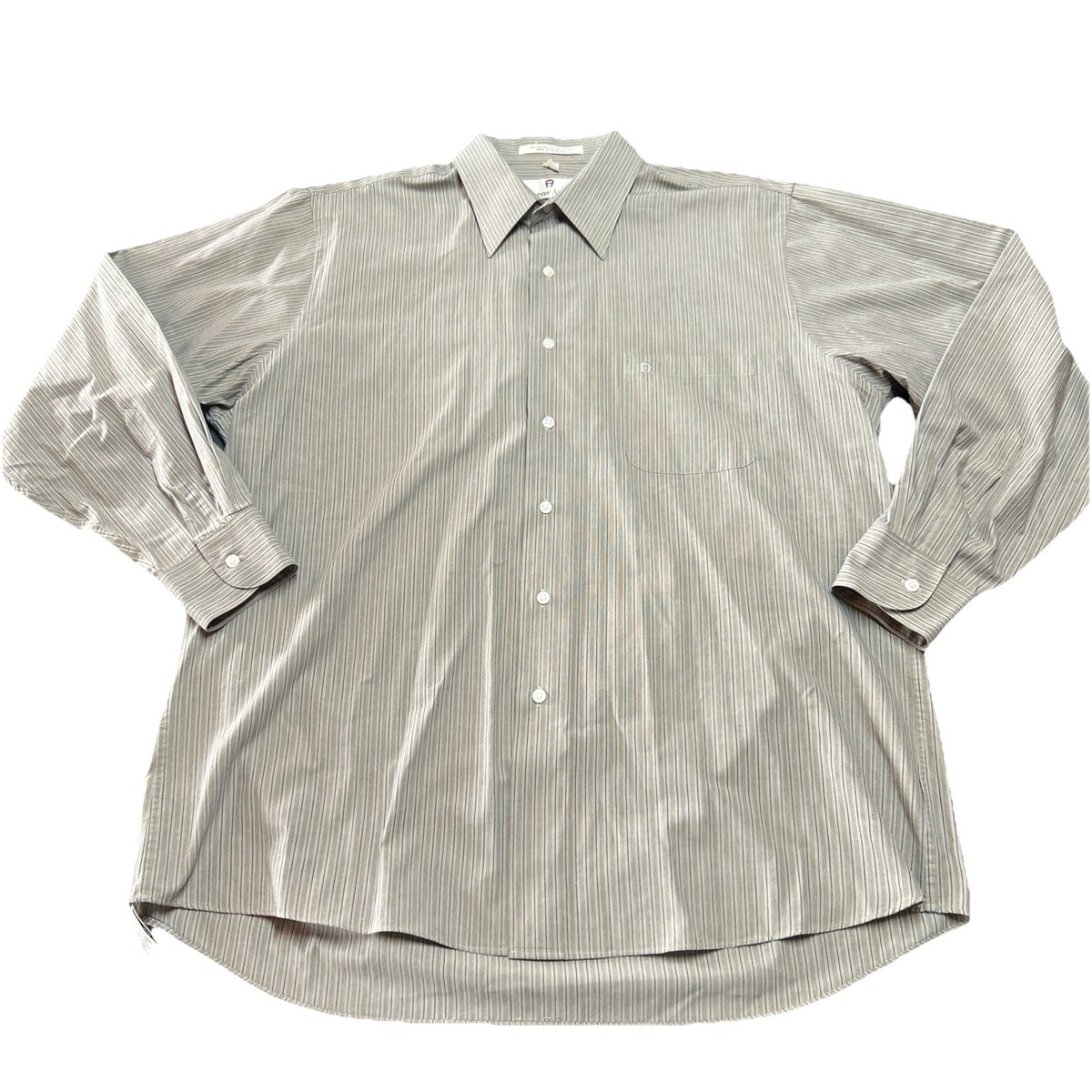 etienne aigner dress shirts Etienne Aigner Dress Shirt Mens 16.5 34/35 Gray Solid Regular Fit Long  Sleeve
