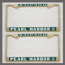 Waipahu Pearl Harbor Volkswagen Vw License Plate Frames Pair Hawaii Chrome New Waipahu Pearl Harbor Volkswagen Vw License Plate Frames Pair Hawaii Chrome New