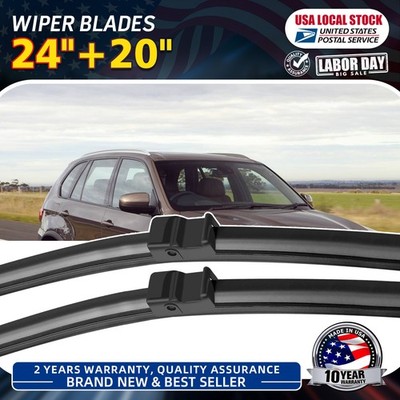 Durable Side Lock Windshield Front Wiper Blades Pair 24'' & 20'' For BMW X5 X6