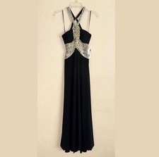 Terani Couture Black Jeweled CutoutProm Dress Size 2 NWT 