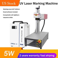 5W 355nm UV Laser Marking Engraver Machine Chiller For Plastic Wood PVC Metal US