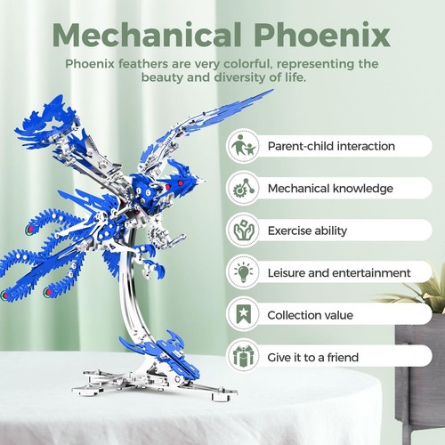 3D Puzzles for Adults,Phoenix Metal Bird Puzzle Building Set - Family Bonding... - Picture 3 of 8