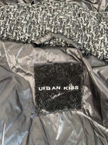 Urban Kiss Women’s Gray/Black Wool Blend Padded Full Zip Hooded Coat Jacket Sz M - Picture 5 of 6