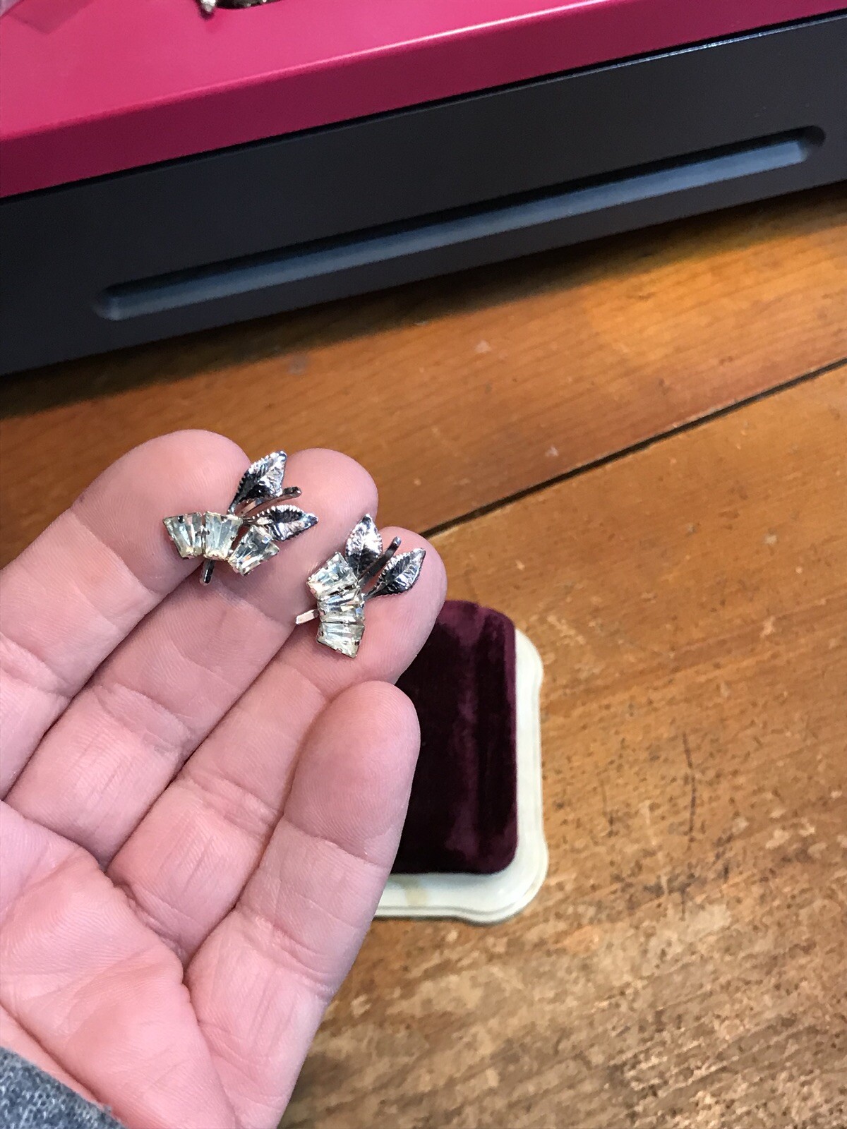 Vintage Rhinestone Sterling Silver Earrings eBay