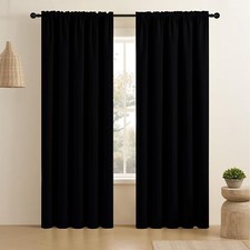 CUCRAF Black Blackout Curtains 84 52"W x 84"L Pack of 2 ,