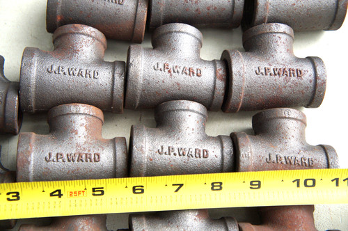 USA (JP WARD) Black Iron Pipe Tees Reducing (1" x 3/4" x 3/4") NEW -$1 Shipping