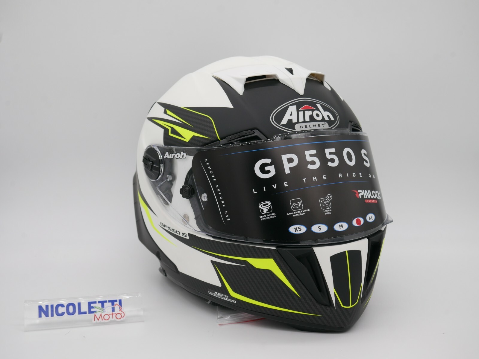 CASCO INTEGRALE AIROH GP550 S VENOM WHITE MATT GP55V38