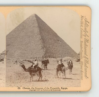 Cheops Greatest Pyramid Camel Egypt Underwood Stereoview