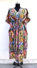 Indian Pink Frida Printed Kaftan Dress Women's Clothing Kaftan Night Gown Dress