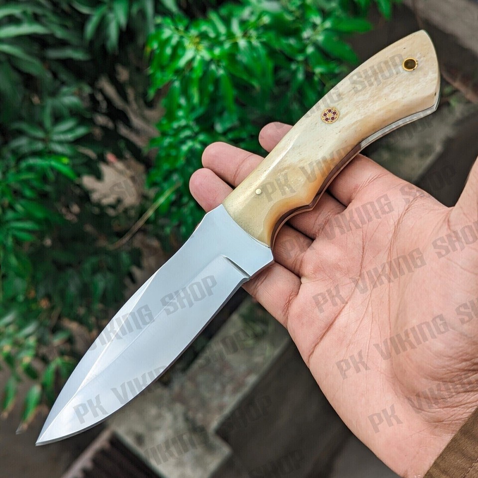 CUSTOM HANDMADE D2 STEEL BLADE WITH BOON HANDLE HUNTING, CAMPING KINFE