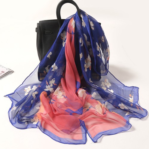 Damen langer Blumenmuster Seidenmischung Pashmina Schal Halstuch Schal Sonnencreme Schals Geschenk - Bild 53 von 58