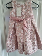 Monsoon Pink & White Jacquard dress girls 2-3 years BNWT