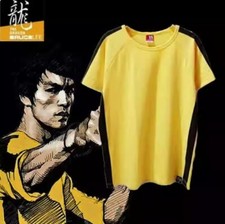 Bruce Lee Cosplay Costume Set Game of Death Adult Men Top Pants Yellow S-5XL