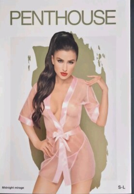 PENTHOUSE Midnight Mirage Kimono Spitze Sexy Dessous inkl. Tanga rose S M L