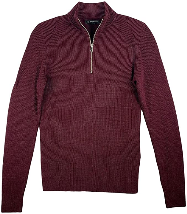 INC Mens Sweater Ribbed Knit 1/4 Zip Mock-Neck Pullover Sweater,  Red, Sm