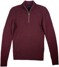  89.50 INC Mens Sweater Ribbed Knit 1/4 Zip Mock-Neck Pullover Sweater, Red, M