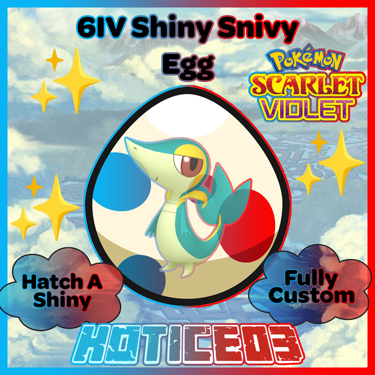 Snivy  SHINY 6IV EGG  Pokemon Scarlet & Violet  INDIGO DISK DLC