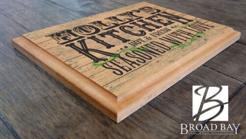 PERSONALIZED Kitchen Sign Wall Art Gift Rustic Seasoned With Love Design - Picture 3 of 8