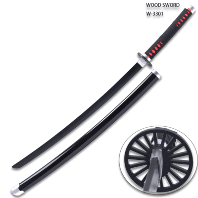 DEMON SLAYER -Wood TANJIRO Kamado Black NICHIRIN SWORD KATANA w