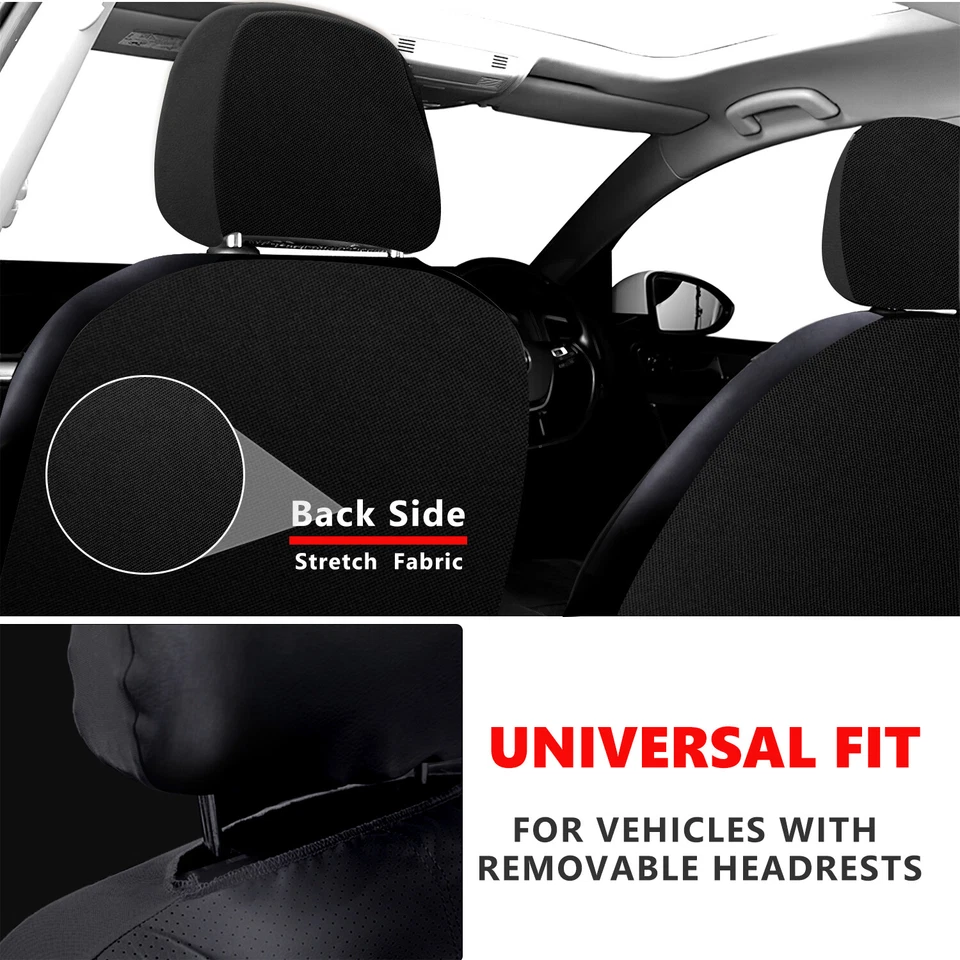 9pc Car Seat Cover PU Leather Waterproof Protector Universal Full Set 5-Sits - Image 3 of 4