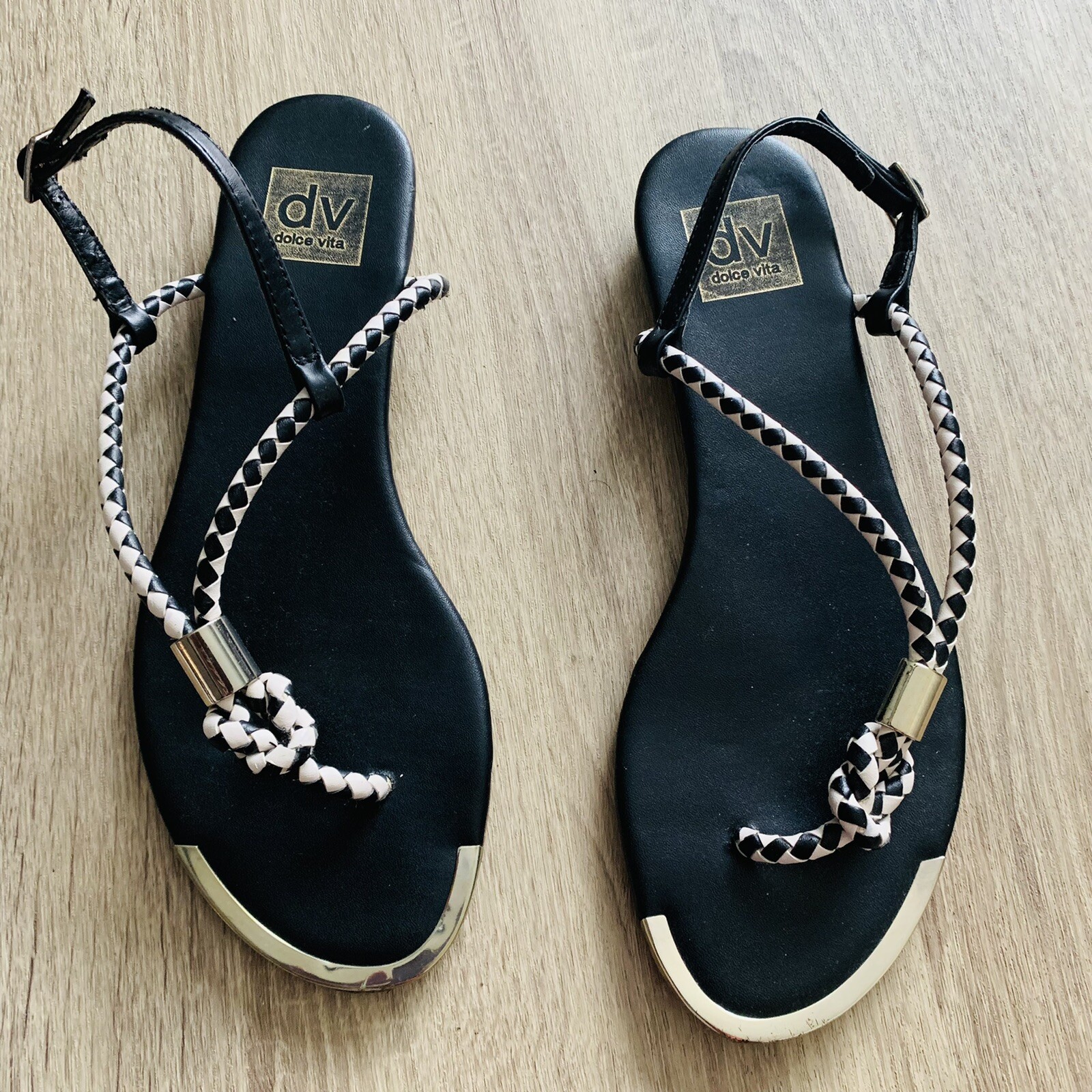 Dolce Vita Black Braided Thong Sandals Sz 8.5 | eBay