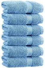Luxury Light Blue Hand Towels - Soft Cotton Absorbent Hotel towel 6-Pack