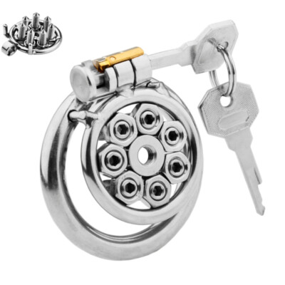 Stainless Steel Chastity Device Barbed Flat Lockable Cage Tube Slave for Male