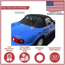 Fits Mazda Miata Convertible Top 2 Piece Zipper Factory W Plastic window 90-97