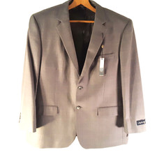 Joseph  Feiss Blazer Sports Coat Men 48R Gray Blue Windowpane Tweed Herringbone