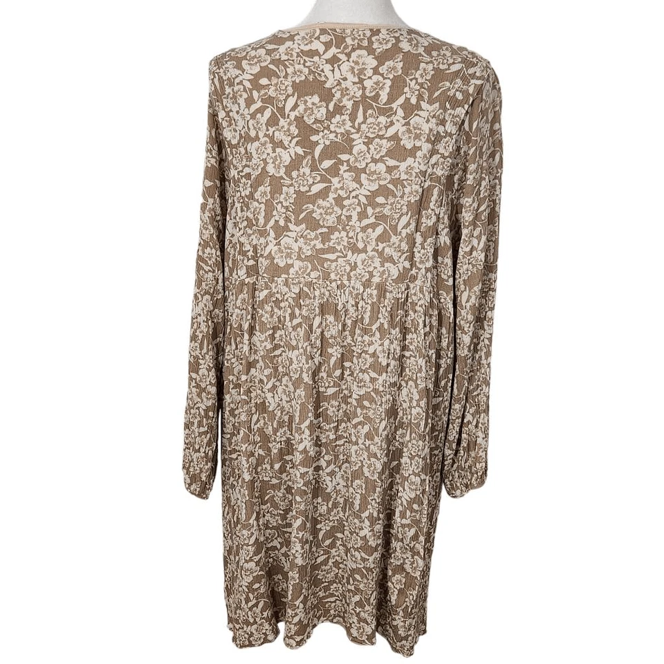 Mini Vestido Babydoll Gilli Tostado Crema Floral Talla Grande Vestido de Invitada de Boda Foto 2 de 4