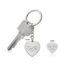 Personalized Handwritten Message Engraved Heart Keychain