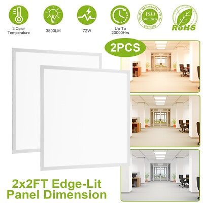 2Pack 2x2FT LED Flat Panel Lights Troffer Fixture Lamp 3 Colors Ceiling Lights