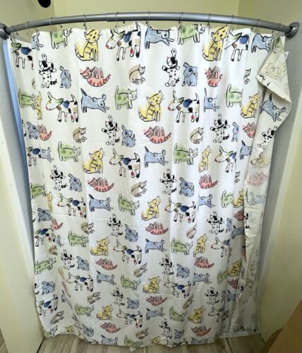 Cats & Dogs Cotton Shower Curtain