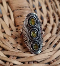Peridot Gemstone Ring 925 Sterling Silver Handmade Statement Ring Jewelry