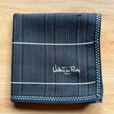 VINTAGE HANDKERCHIEF ART BLACK STRIPED LINE COTTON MEN'S POCKET SQUARE 17" A0946