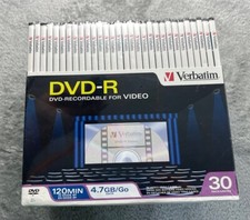Verbatim DVD-R DVD-Recordable Discs For Video 30 Pack Sealed Brand New